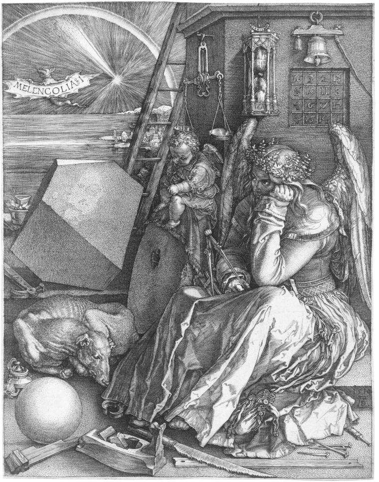 Melencolia I (B. 74; M., HOLL. 75) *engraving *24 x 18.8 cm *1514, public domain photograph